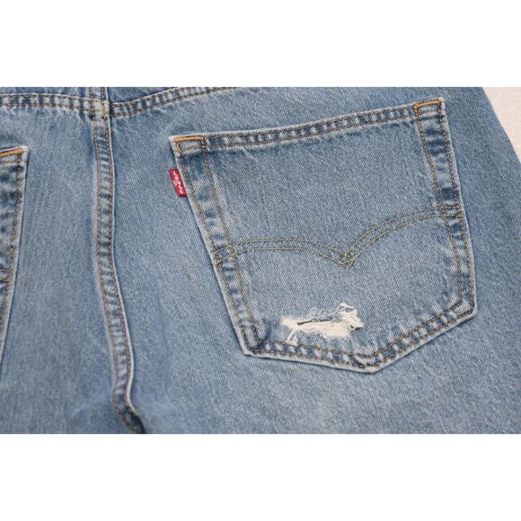 Levi's 511 Distressed Frayed Denim Jean Shorts Rugged Blue Washed Mens Size 36 - Picture 7 of 8